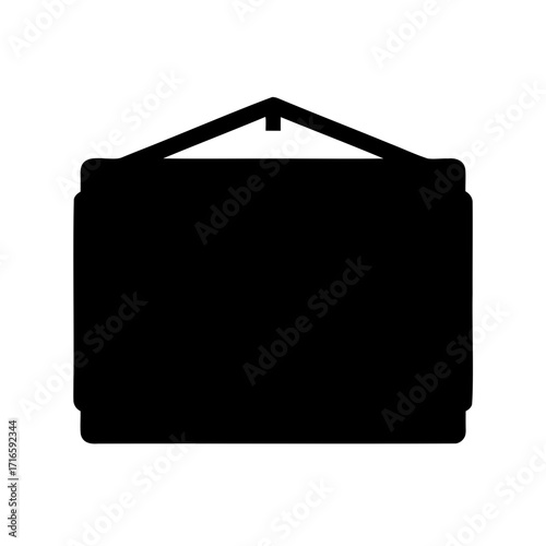 Hanging rectangular black sign board icon with space for text and logo