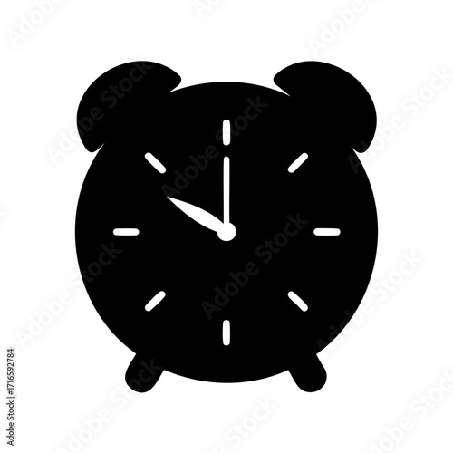 Simple black and white alarm clock with classic design for timekeeping