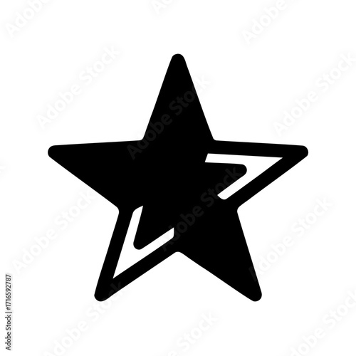 Stylized black star with unique internal lines and rounded edges on white