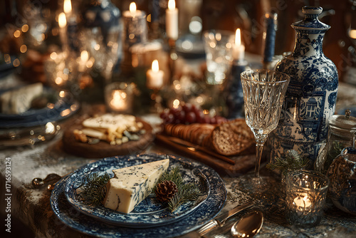 Wallpaper Mural winter holidays, dinner party and celebration concept - close up of scandinavian christmas table serving with burning candles at home at night Torontodigital.ca