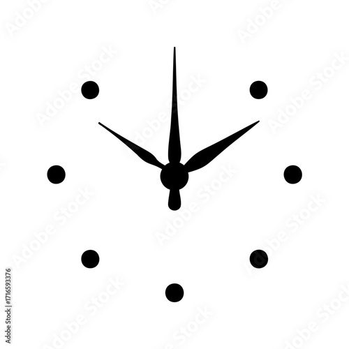 Clock face illustration showing the time at five minutes past ten