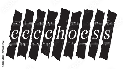Abstract text art of the word echoes representing mystery silence and reflection