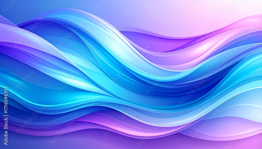 Fototapeta premium Abstract flowing waves of blue, purple, and pink hues.