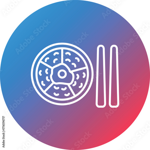 Bibimbap Line Gradient Circle Background Icon