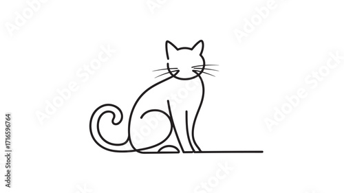 Cute cat sitting minimalist line art simple pet illustration perfect for pet lovers and minimalist designs