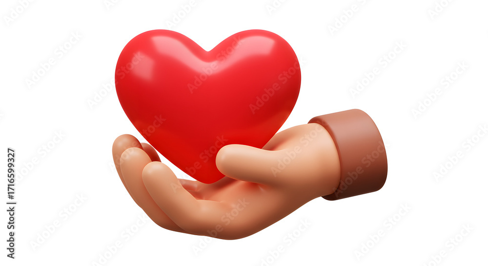 Fototapeta premium 3D Red Heart in Hand isolated 