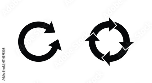 Circular arrows represent a continuous loop or recycling process in black