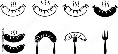vector sausage and fork icons
