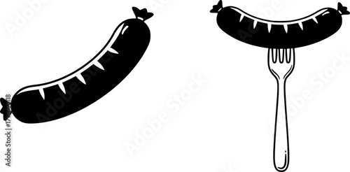 vector sausage and fork icons
