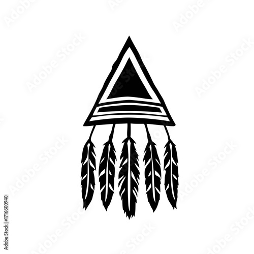 Vector illustration of a black hat on a man's silhouette with a holiday cone decoration symbol