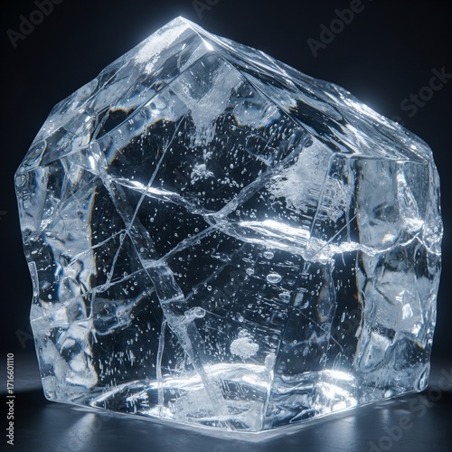 Massive transparent glacier ice block