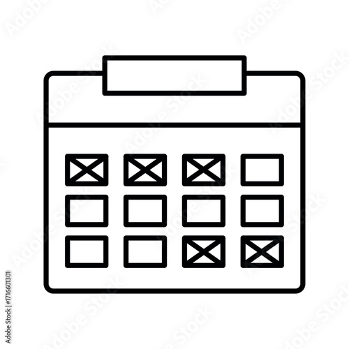 Calendar grid with marked dates planning
