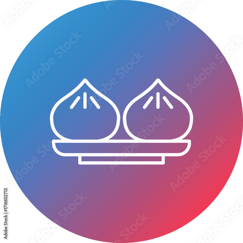 Dumplings Line Gradient Circle Background Icon
