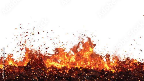 Intense 4K Burning Flames Background with Flying Glowing Effect