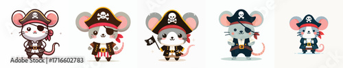 cute mouse vector in pirate costume