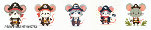 cute mouse vector in pirate costume