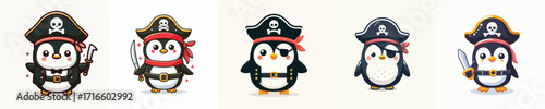 cute penguin vector in pirate costume