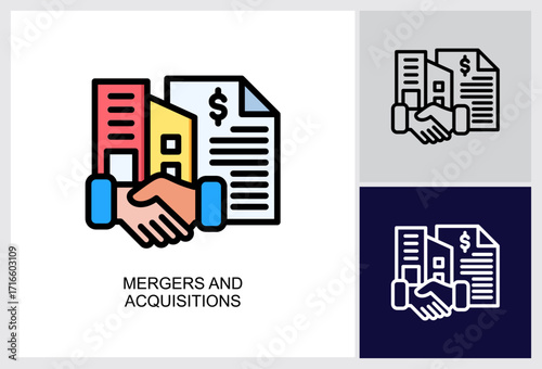 Mergers And Acquisitions icon Multi Style Vector Illustration 