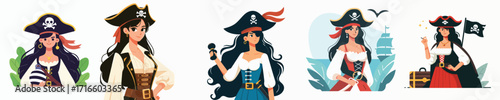 vector of woman in pirate costume