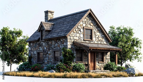 Wallpaper Mural Charming Stone Cottage in a Lush Garden Setting. Torontodigital.ca