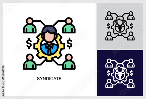 Syndicate icon Multi Style Vector Illustration 