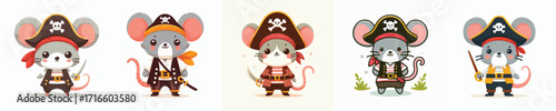 cute mouse vector in pirate costume