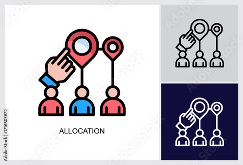 Allocation icon Multi Style Vector Illustration 