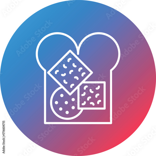 Cheese Bread Line Gradient Circle Background Icon