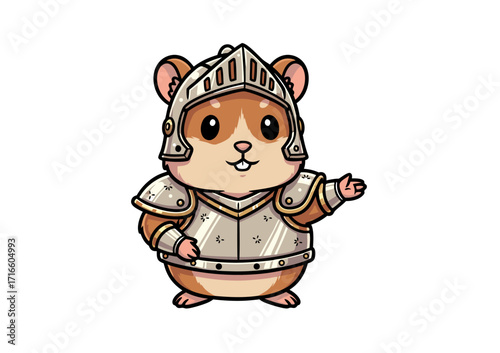 Cute Hamster Knight in Armor Vector