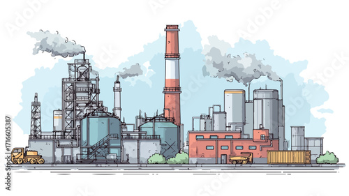 Industrial Factory Painting with Background Factory - Professional Artwork for Creative Projects
