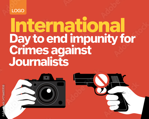 International Day to End Impunity for Crimes Against Journalists Illustration Featuring Camera and Gun Symbolizing Press Freedom and Safety