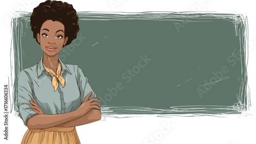 Illustration of African Female School Teacher in Vector Art