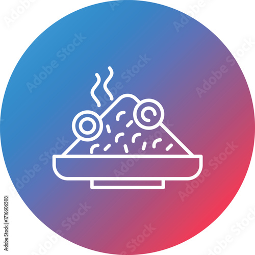 Nasi Goreng Line Gradient Circle Background Icon