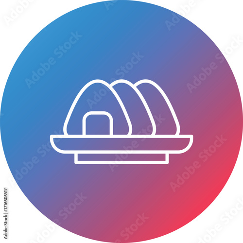 Onigiri Line Gradient Circle Background Icon