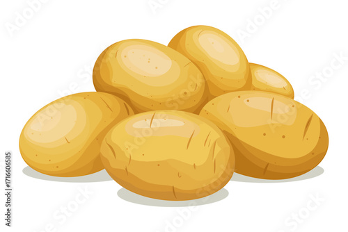 Pile of Fresh Yellow Potatoes Ready for Cooking and Healthy Eating Kitchen Still Life Illustration