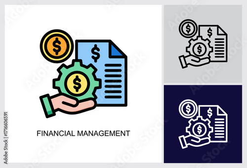 Financial Management icon Multi Style Vector Illustration 