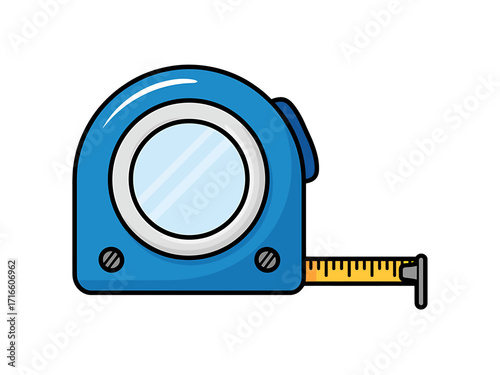 Blue measuring tape illustration precision tool for woodworking and construction isolated on white background vector clip art