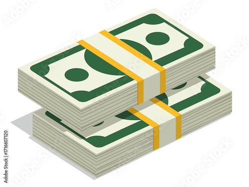 Stacks of money currency representing wealth finance and financial success in business and personal income with minimalist design
