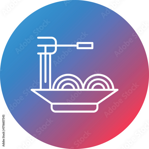 Pasta Line Gradient Circle Background Icon