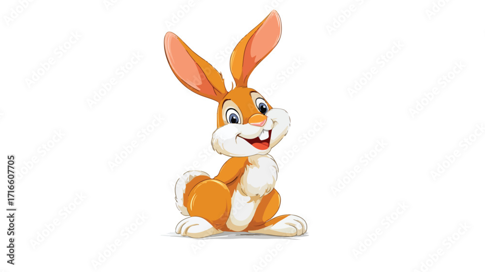 Obraz premium Happy Cartoon Rabbit on White Background for Creative Projects