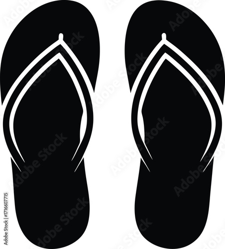 Flip Flops Silhouette Vector Art Illustration