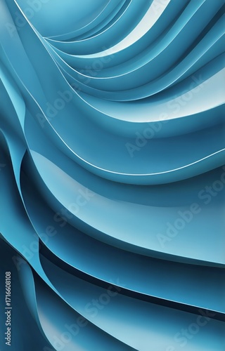 Waves of Soft Blue Curves Create a Soothing Visual Experience in an Abstract Composition