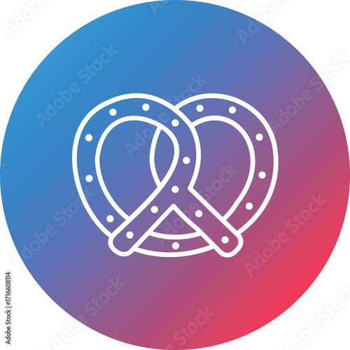 Pretzel Line Gradient Circle Background Icon