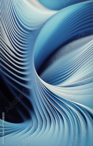 Flowing Waves of Blue Paper Create an Abstract Pattern in a Modern Design Setting