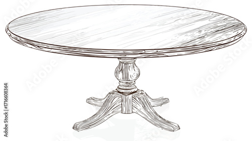 Circular Wooden Table Vector Illustration for Interior Design and Home Decor