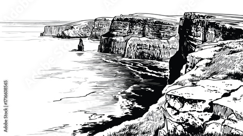Majestic Cliffs of Moher Ireland Vector Illustration