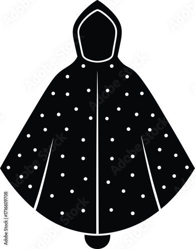 Rain poncho silhouette vector art illustration