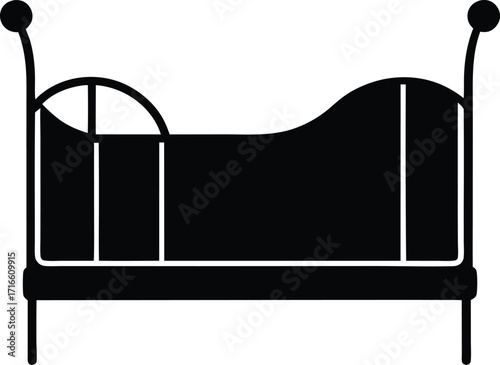 Sleeping cot silhouette vector art illustration