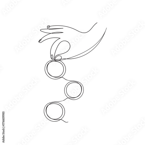 hand drawn doodle hands put coins illustration in continuous line art style vector isolated