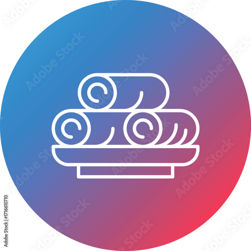 Spring Rolls Line Gradient Circle Background Icon